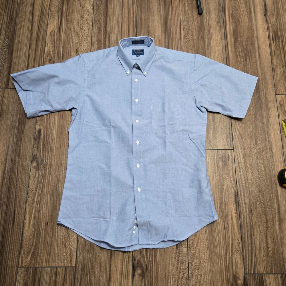 Cambridge Classics Mervyns Mens Short‎ Sleeve Oxford Button Down Shirt Blue 15.5